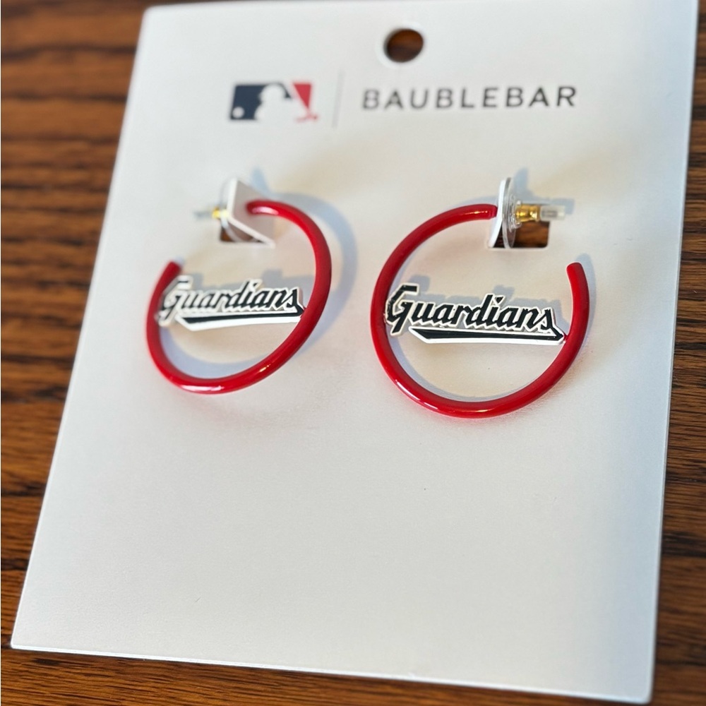 BaubleBar MLB Red Hoop Earrings - Cleveland Guardians